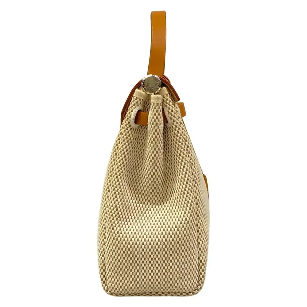 Hermès Herbag PM Handbag Cream Brown Toile GM Leather